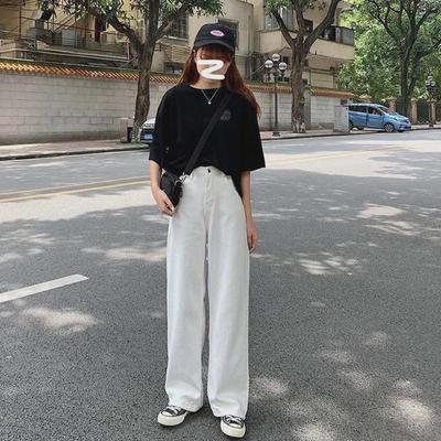 Women's Wide-Leg High-Waist Denim Pants - Slim, Loose Fit for Spring & Autumn 2024