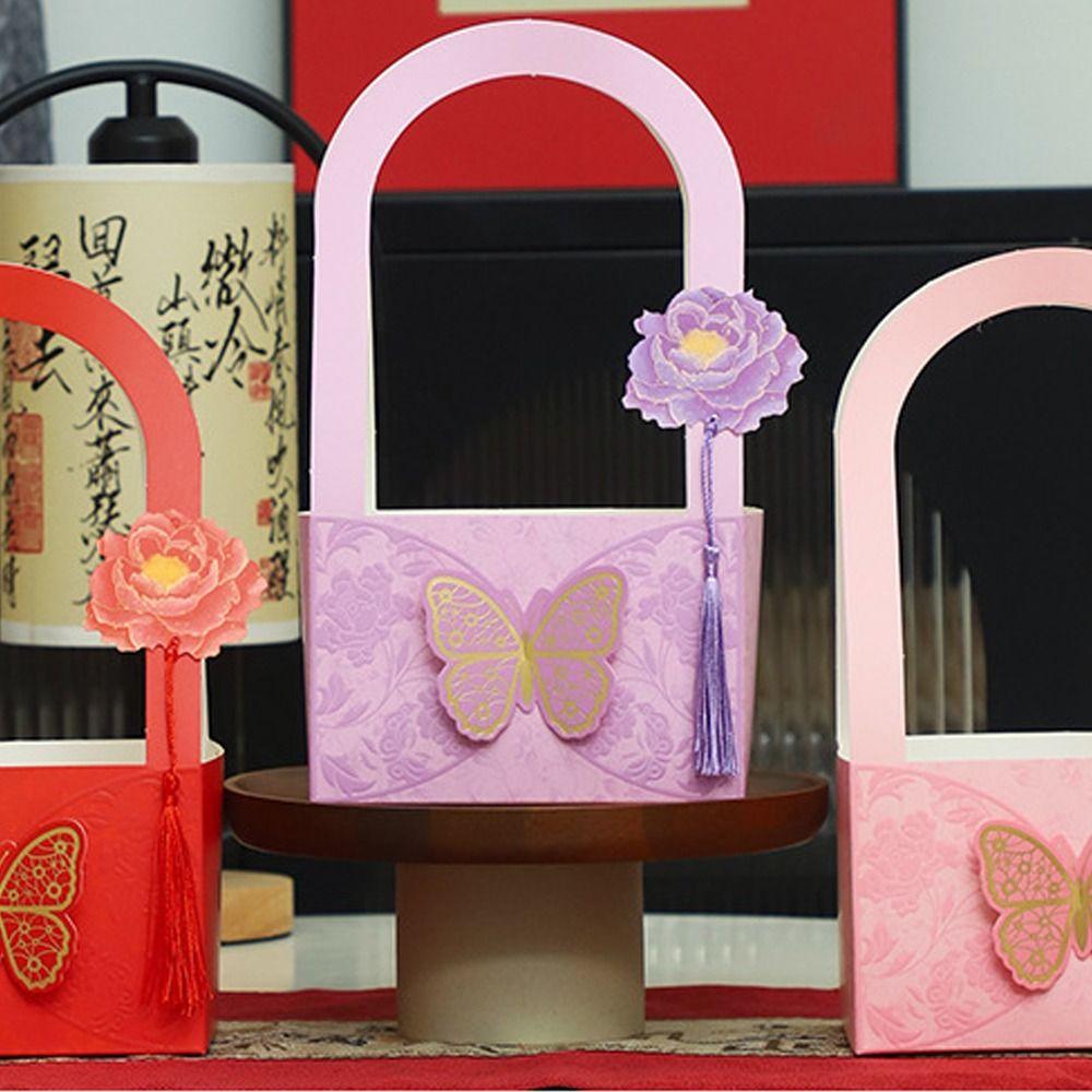 3pcs Portable Butterfly Flower Arrangement Box Paper Bouquet Wrapping Box  Valentine's Day Gift
