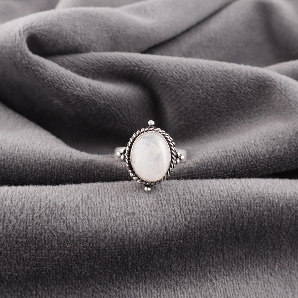 Rainbow Moonstone Ring Gemstone Jewelry, 925 Solid Sterling Silver Ring, Handmade Beautiful Jewelry For Anniversary Gift