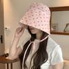 New Sweet Love Striped Fisherman Hat for Women In Spring and Summer Shopping Japanese Sweet and Versatile Face Showing Little Bee Lied Fisherman Hat