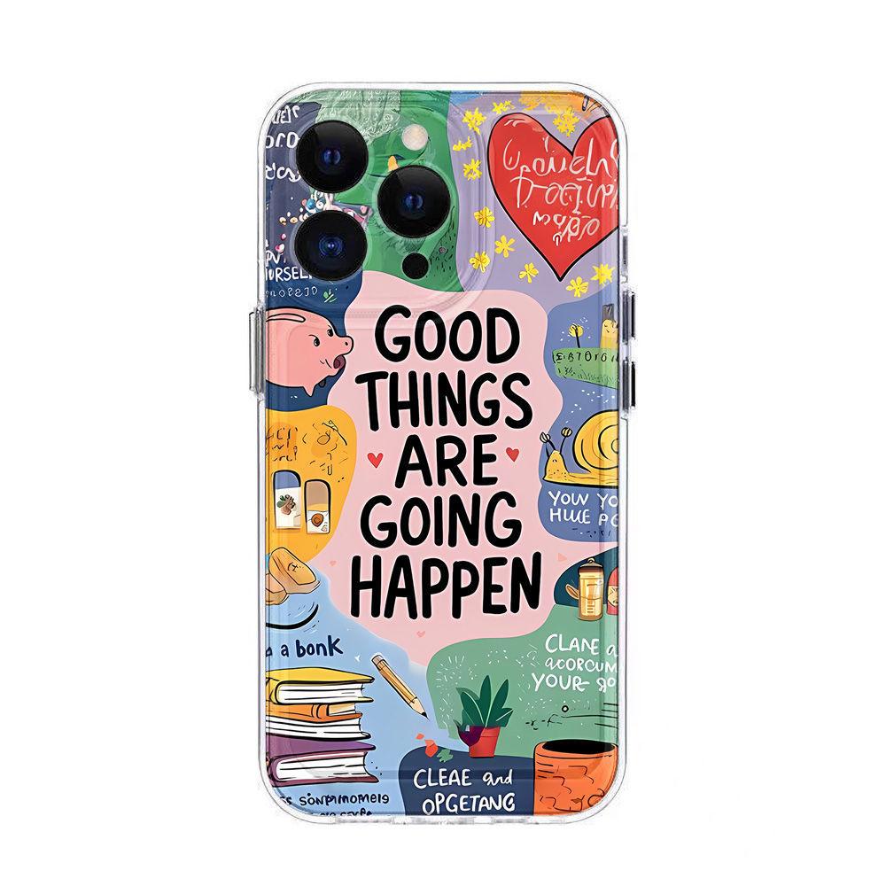 Graffiti English applicable iPhone17promax space phone case Apple 16 transparent 14/13 fine hole 15
