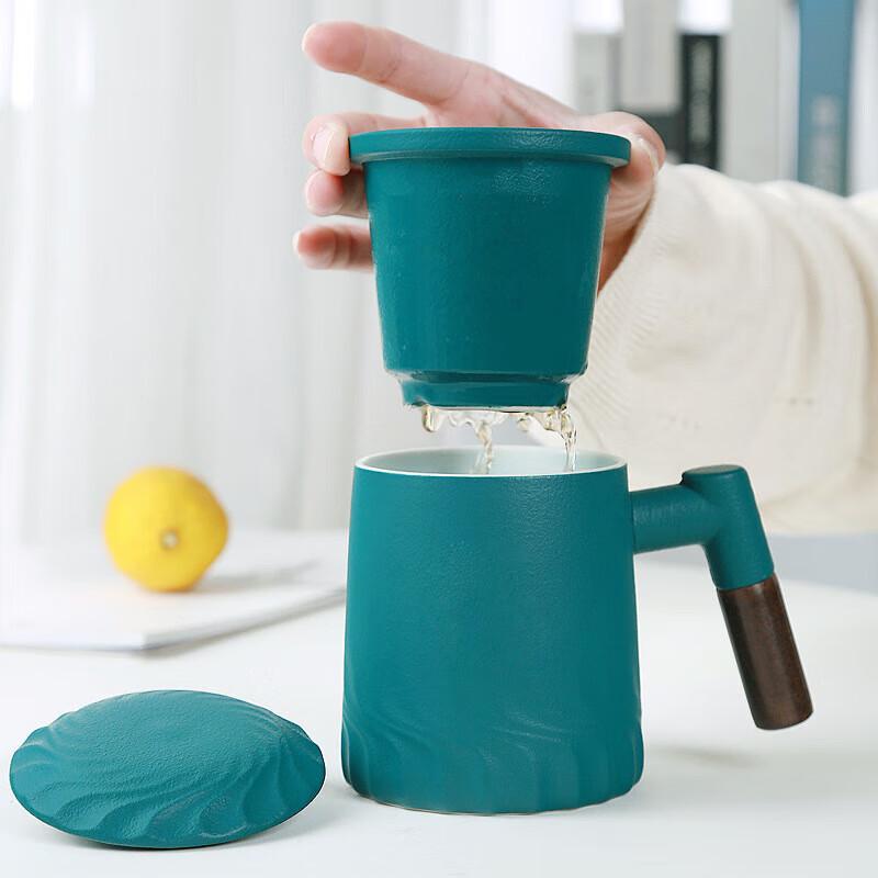 Chaxun Ceramic Tea Mug with Wooden Handle and Infuser