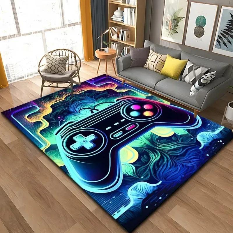 3D Gaming Rug, Retro Controller Carpet Large Area Rug, Soft Durable Floor Mat for Living Room Bedroom Game Room Decor