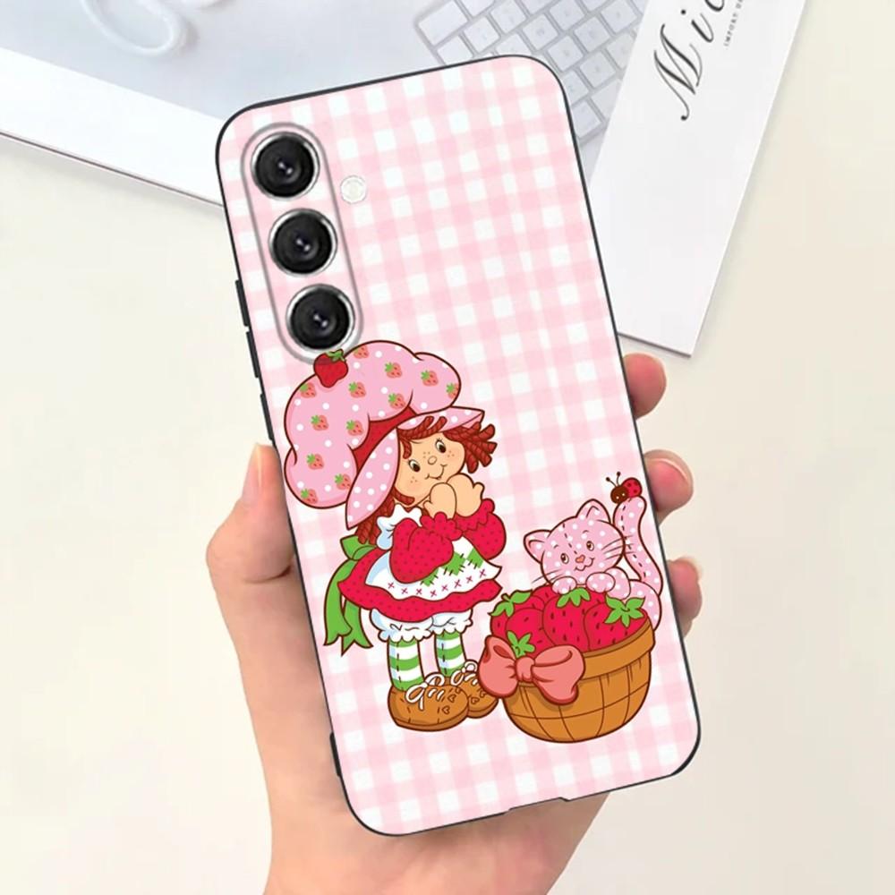 Girl Pink Strawberry S-Shortcake Phone Case For Samsung S25,S24,S21,S22,S23,S30,Ultra,S20,Plus,Fe,Lite,Note,10,9,5G Black Cover