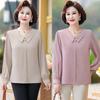 Mom's Spring and Autumn Chiffon Shirt Long Sleeve Middle Aged and Elderly Women's Top Clothes Spring Clothing