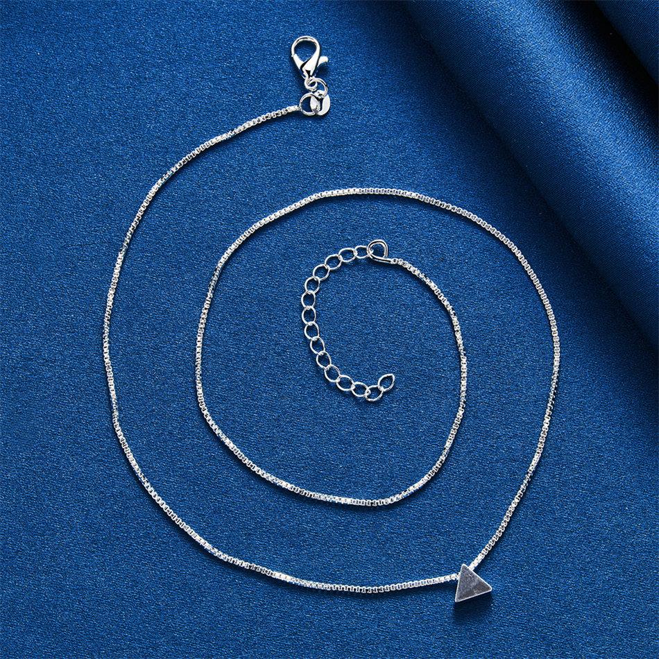 925 Sterling Silver Simple Triangle Pendant Necklace for Women Fashion Party Favor Wedding Accessories
