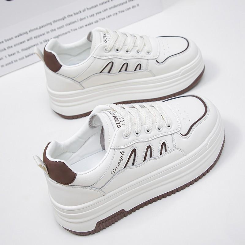 

Дышащие маленькие белые туфли интернет-знаменитости 2025 осень новая корейская версия универсальная цветовая гамма на толстой подошве на шнуровке спортивная и повседневная обувь 40 темно-коричневого