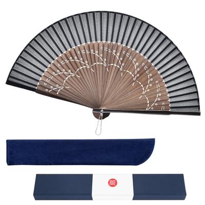 Dockii Folding Made In Folding Silk Folding Gift Box and Bag Large Folding Dance Summer Kabuki Japanese Fireworks Black Men's Fan, Durable, Japan,