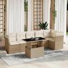 VidaXL Garden Lounge Set with Cushions 7 Pcs Beige Braided Resin 3266598