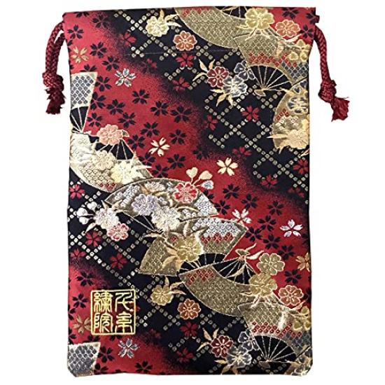 

Парчовый мешочек на шнурке Красный веер Сакура Средний размер [Сэнсюсюин] Нисидзин-ори (с подкладкой) Дизайн,