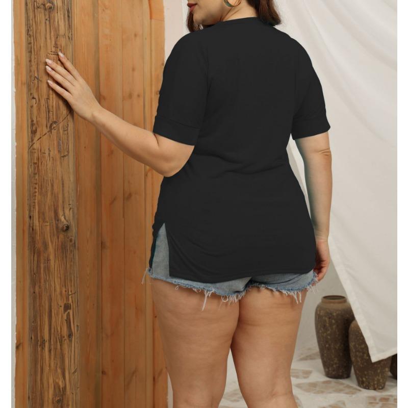 Women's Fashion Casual Summer Spring Solid Color Print Short Sleeve V-Neck Blouses & Shirts