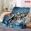 Santa Sleigh Reindeer Christmas Blanket, Santa & Rudolph Winter Snow Print Flannel Throw Blanket for Sofa Bedroom Holiday Decor