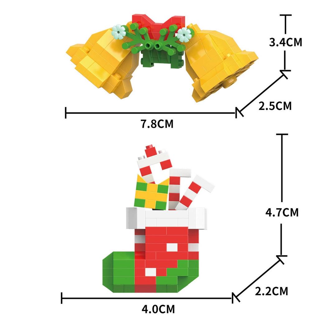 Non-Toxic 33 Style Cartoon Santa Claus Snowman Wishing Tree Apple Candy House Building Blocks City Compatible Diy Toys Children'S Gifts