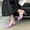 Fashion High Quality Suede Bow Design High Heels Women Sexy Pointed Toe Slingbacks Heeled Sandals 2025 Summer Elegant Women Casual Heels