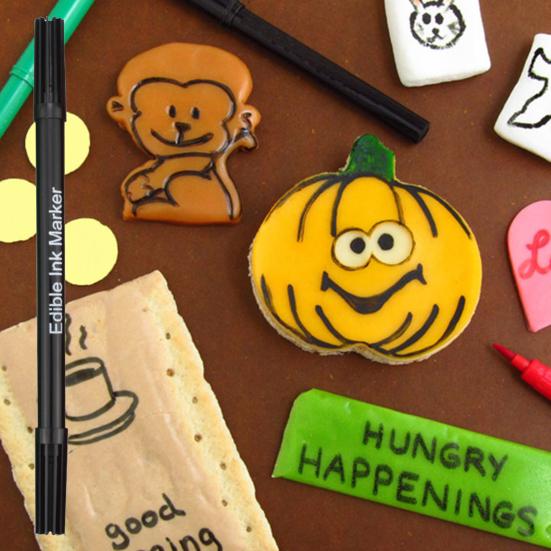Baking Pen Strong Coloring Ability Health Double Head Design Edible Safety Baked Drawing Fondant Cookies Pigment Pen for Bakery