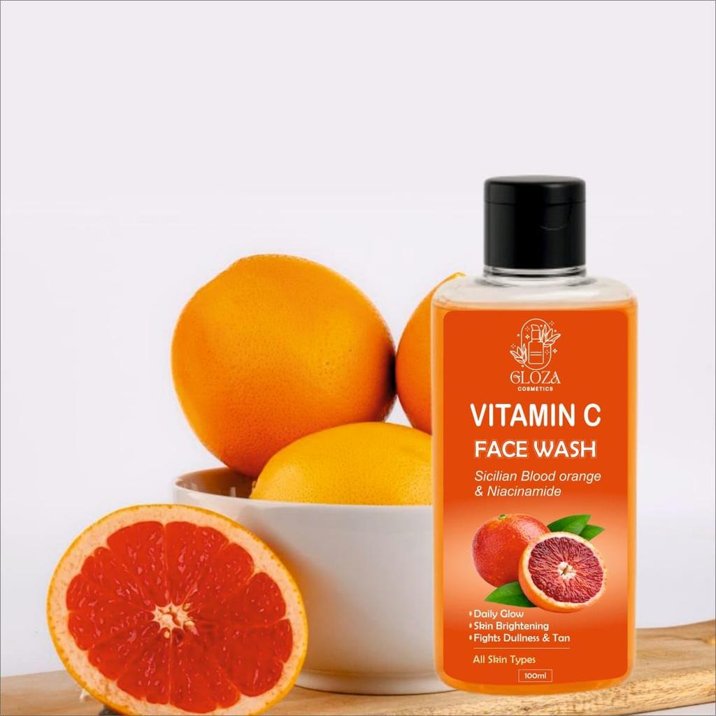 GLOZA Vitamin C Super Bright Face Wash For Glowing And Brightening Skin | All Skin Types | With Niacinamide Face Wash For Women & Men (100 Ml)