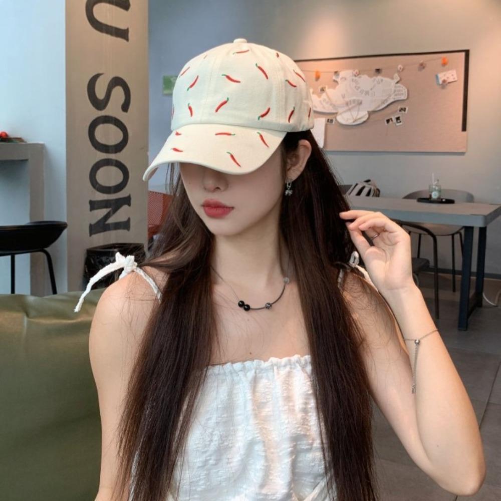Peaked Red Pepper Hat Creative Cotton Baseball Cap Casual Chili Embroidered Baseball Cap  Men