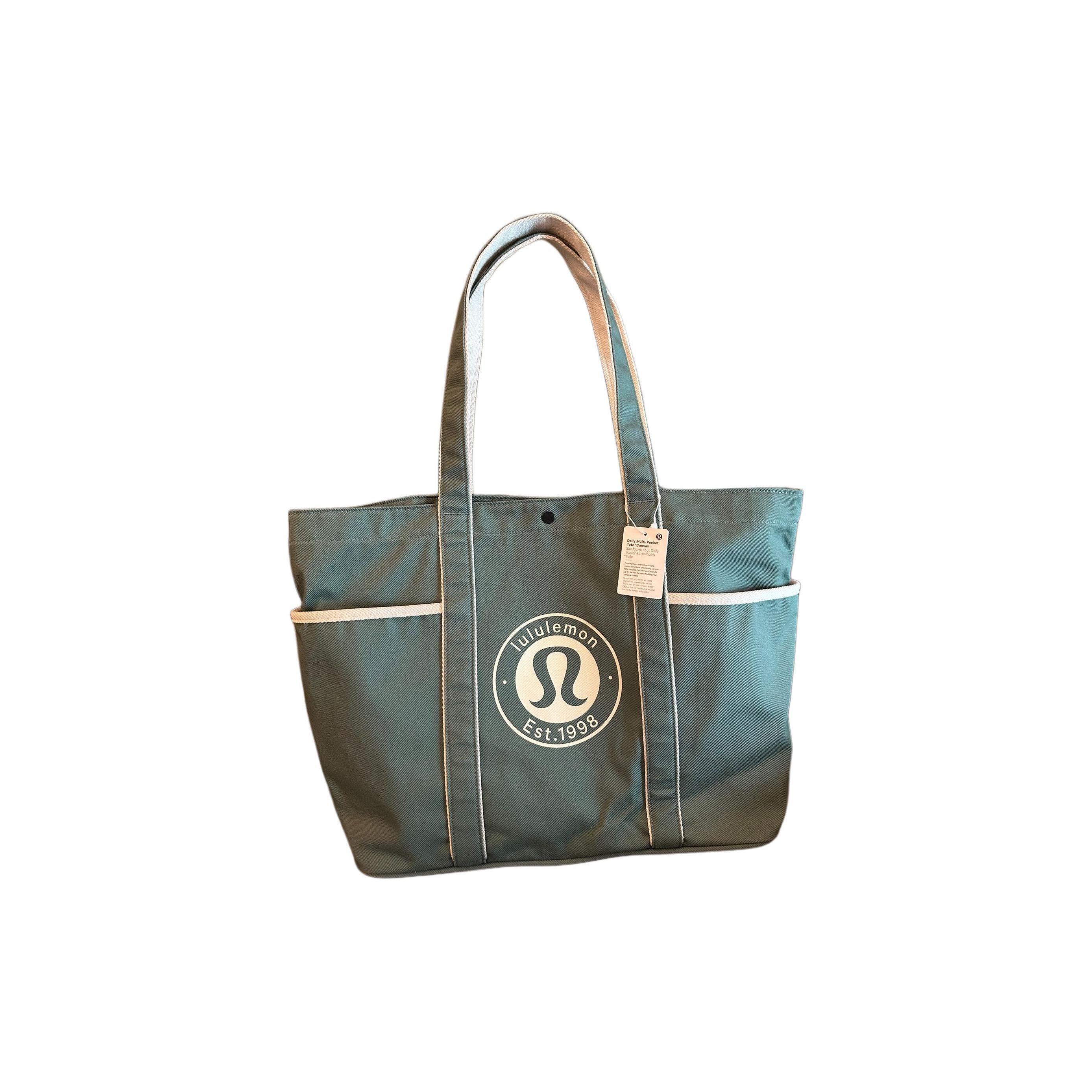 

Lululemon Daily 20L Multi-Pocket Tote Bag Canvas Shoulder Bag Unisex bags Forest-Green LU9BK9S-MEFO/WHTO Forest Green