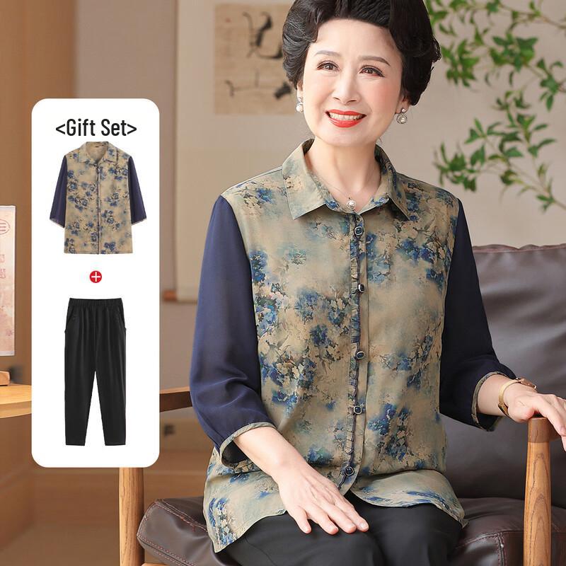 

Комплект тонкой летней рубашки для пожилых женщин 3XL