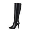 Fashion 2025 Large Size 33-43 Genuine Leather Pointed Toe Winter Shoes Woman Sexy Thin High Heels Party Boots Black Uj90