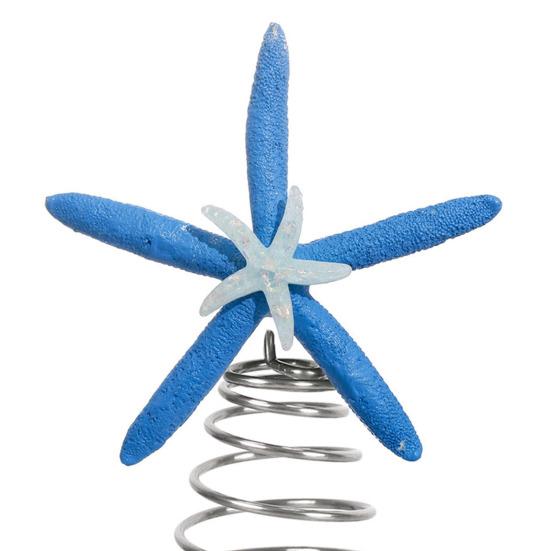 Starfish Christmas Tree Topper Resin Starfish Decoration with Spiral Wire Base Xmas Tree Decoration Starfish for Home Office Parties