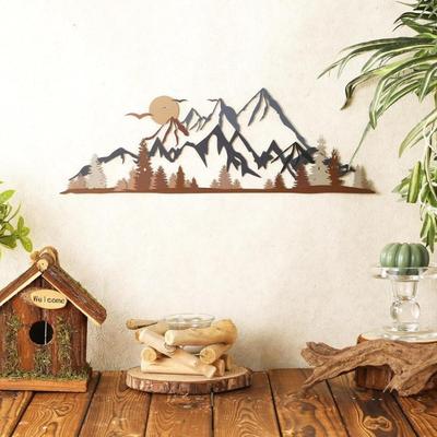 Mountain Range Metal Wall Hanging Decor - Summit Iron Sign. Rustic Art. Mountain Home Decor. Forest Room Decor Accent Sign.