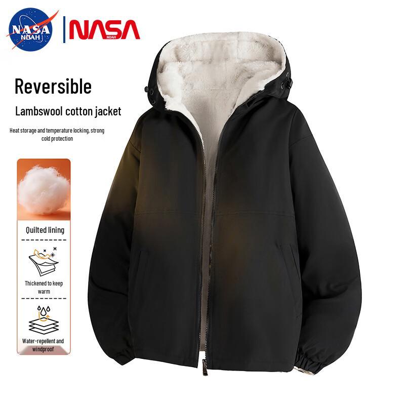 Мужская двусторонняя куртка-пуховик с капюшоном из овечьей шерсти NASA NOAH L