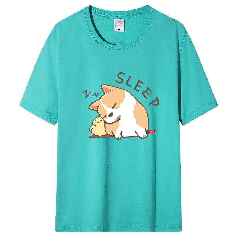 Summer Cartoon Printing Short-sleeved T-shirt Men And Women Couples Loose Loose Shirt Tops Aesthetic Clothing Summer Tops