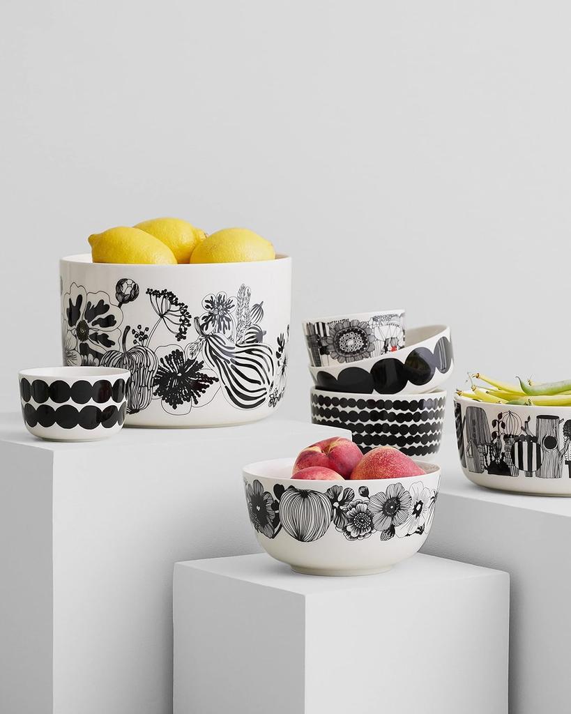 Marimekko bowl, 12.5cm, 500ml, deep bowl, SIIRTOLAPUUTARHA design, white x black, 063300 190 [Parallel import]