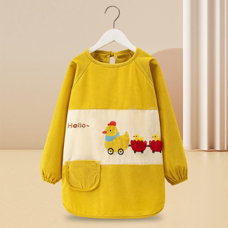 Reversible Long-Sleeve Waterproof Apron for Older Kids - Large Size, Suitable for Kindergarten Boys and Girls.