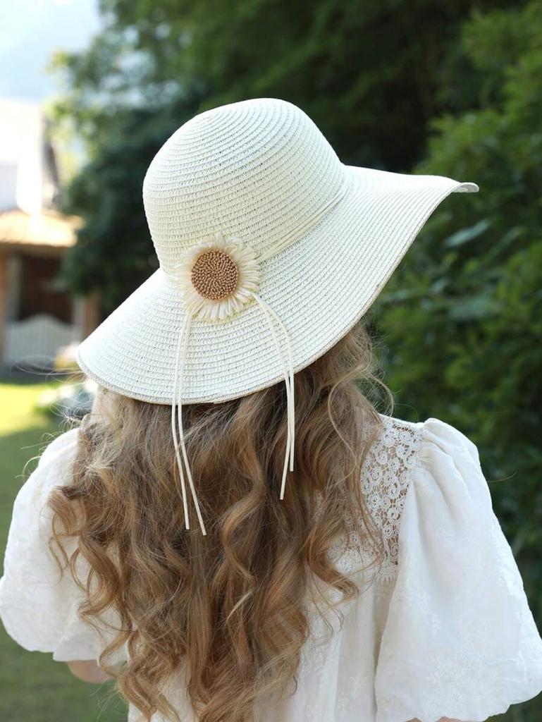 Women Boho Floppy Straw Sun Hat For Beach Vacation Cruise Honeymoon