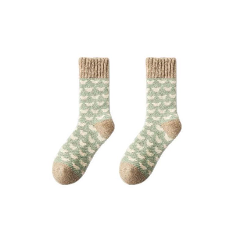 

1 Pairs Thick Socks Warm Sleep Socks Casual Floor Long Sock Autumn/Winter Mid-Calf Thickened Fleece-Lined D