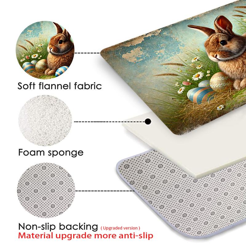 1Pcs Anti Fatigue Kitchen Rugs, Easter Bunny Eggs Print Waterproof Non-Slip Thick Cushioned Kitchen Mat Heavy Duty Comfort Standing Mat for Kitchen