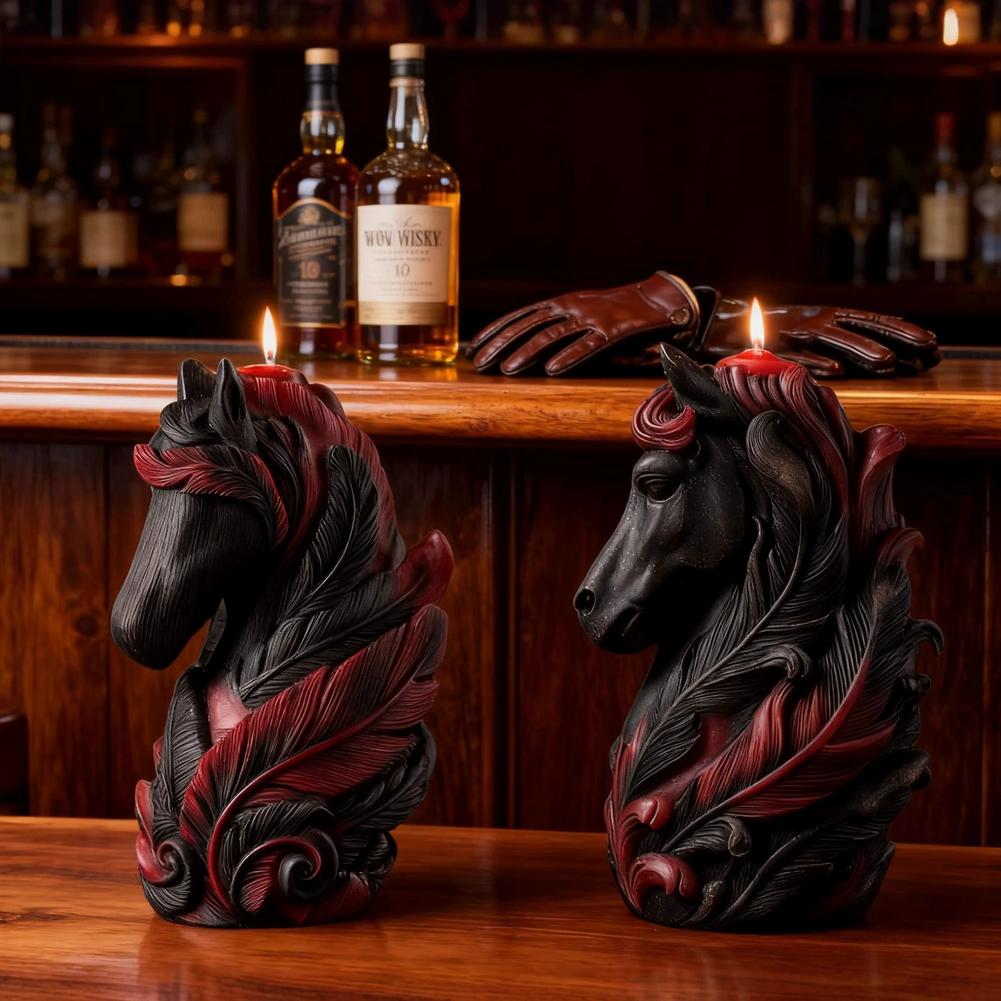 Mystical Red Feather Horse Head Silicone Mold with Exquisite Pegasus Feathers and Mane Details, 3D DIY Handmade Candle Mold