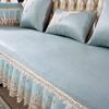 Summer Coolness Rattan Mat Fabric Sofa Cover European Hemline Living Room Decoration Non-slip Slipcover Sofa Cushion Home Decor