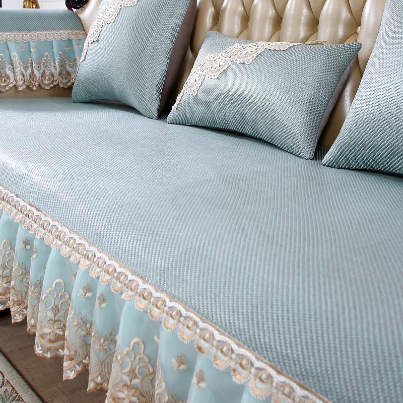Summer Coolness Rattan Mat Fabric Sofa Cover European Hemline Living Room Decoration Non-slip Slipcover Sofa Cushion Home Decor