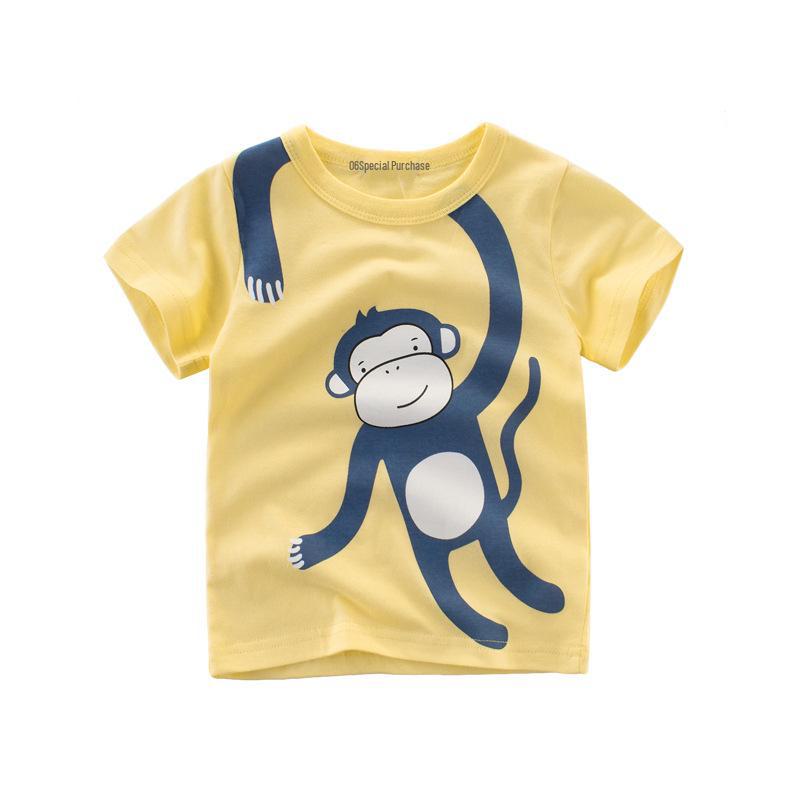 

Фирменные футболки с коротким рукавом для мальчиков, летние модели 2025 года 120cm светло-желтого