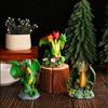 Resins Colorful Flower Dragon Miniature Figurine Ornament for Garden and Landscapes Office Home Desktop Cake Decoration