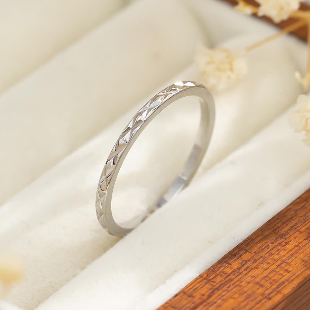 Women's Titanium Steel Diamond Ring: Colorfast, Lightweight Luxury, Trendy Thin Band