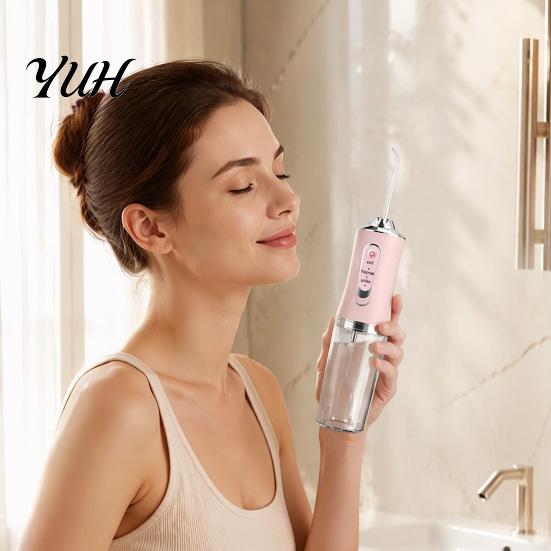 Irrigateur buccal rechargeable, jet dentaire électrique sans fil, 3 niveaux pour le nettoyage des dents avec 4 embouts de jet, Flosser