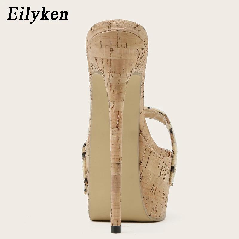 Moda Eilyken Estate Pantofole Leopardate Donna Moda Sandali Piattaforma Open Toe Zoccoli Tacchi Alti Scarpe Slip-On Zapatillas He Mujer