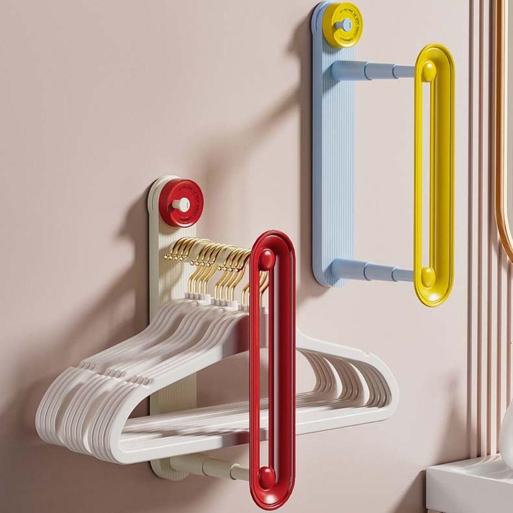 Suction Cup Clothes Hanger Storage Rack Retractable Double Layer Extendable Hanger Stacker Punch-free Wall Mounted