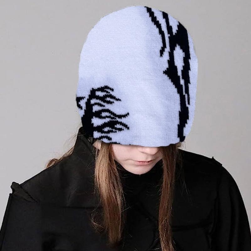 Knitted Beanies Hat for Women Men Popular Pattern Skull Hat Handmade Crochet Hat 2000s Hiphop Hat Casual Street Headwear