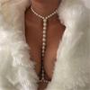 Female Body Chain Choker Jewelry Artificial Pearls Chain Formal Event Chest Chain