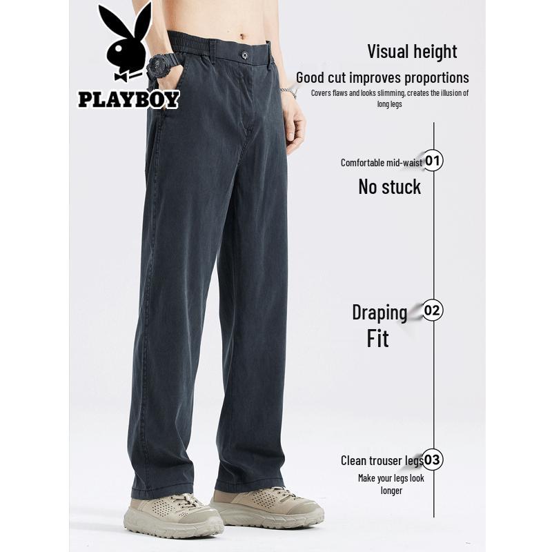 Playboy Men's Lyocell Blend Summer Straight-Leg Casual Pants