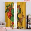 2pcs,2D Plane Printing Curtains Digital Printed Vintage Santa & Reindeer (2) Durable 100% Polyester Fabric (without Rod)