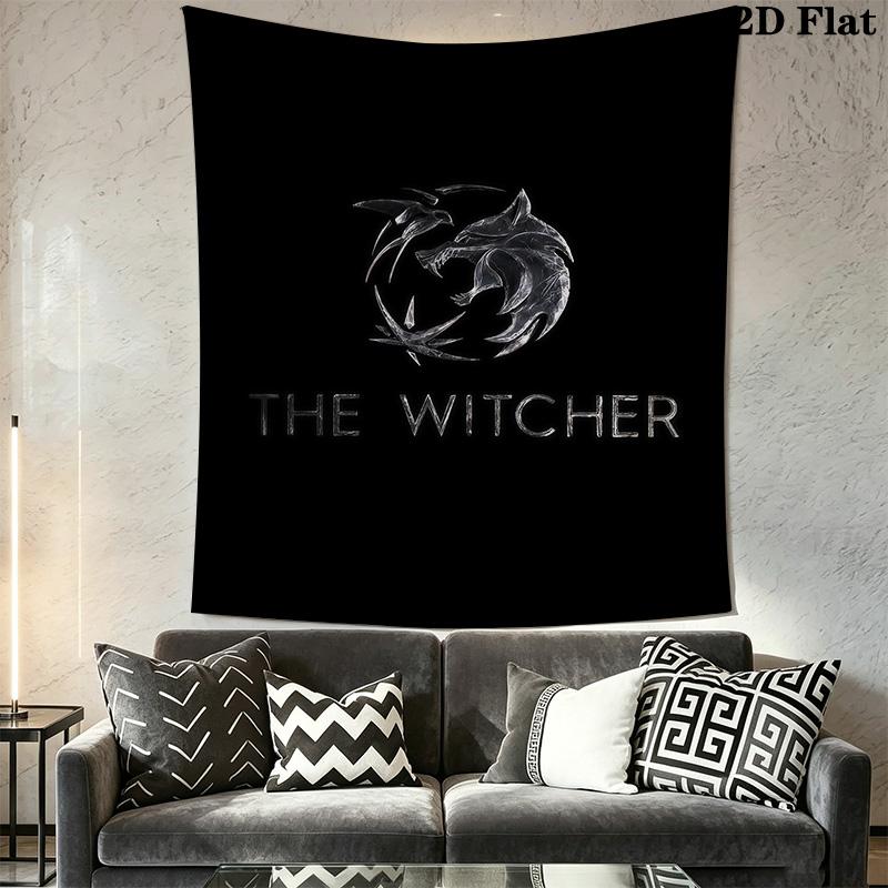 Witcher Wolf Logo Print Tapestry Fashion Print Wallmounted Wall Covering Decoration Work Of Art Background Cloth