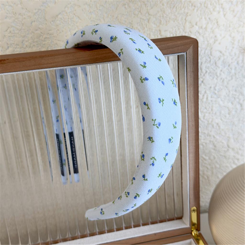 Breathable Sponge Blue Gingham Hair Band With Elegant Bows Decoration Stylish Hair Accessories For Teens Women