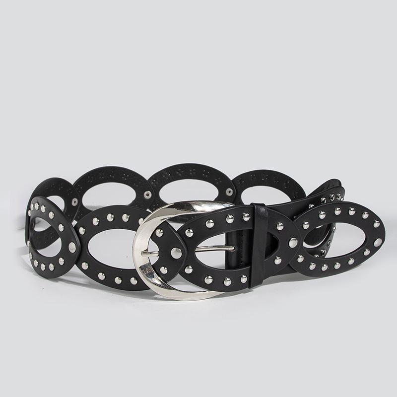 Belt for Women with High-end Belt for Women with Versatile Decorative Rivets Handsome Belt for Women with Belt Splicing Hot Girls Wide Belt