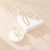 Geometric Pearl Bracelet Set With Open-Finger Ring Alloy Jewelry Women Casual Chic Accessory